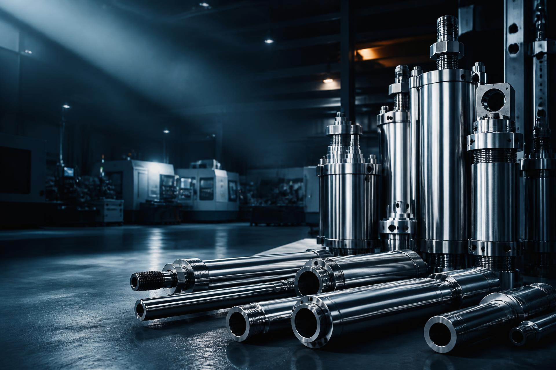 Precision hydraulic cylinders and rods at Pioneer Hydraulics manufacturing facility